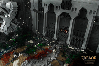 Illustration for article titled The Gates of Lonely Mountain Made From 55,000 LEGO Pieces